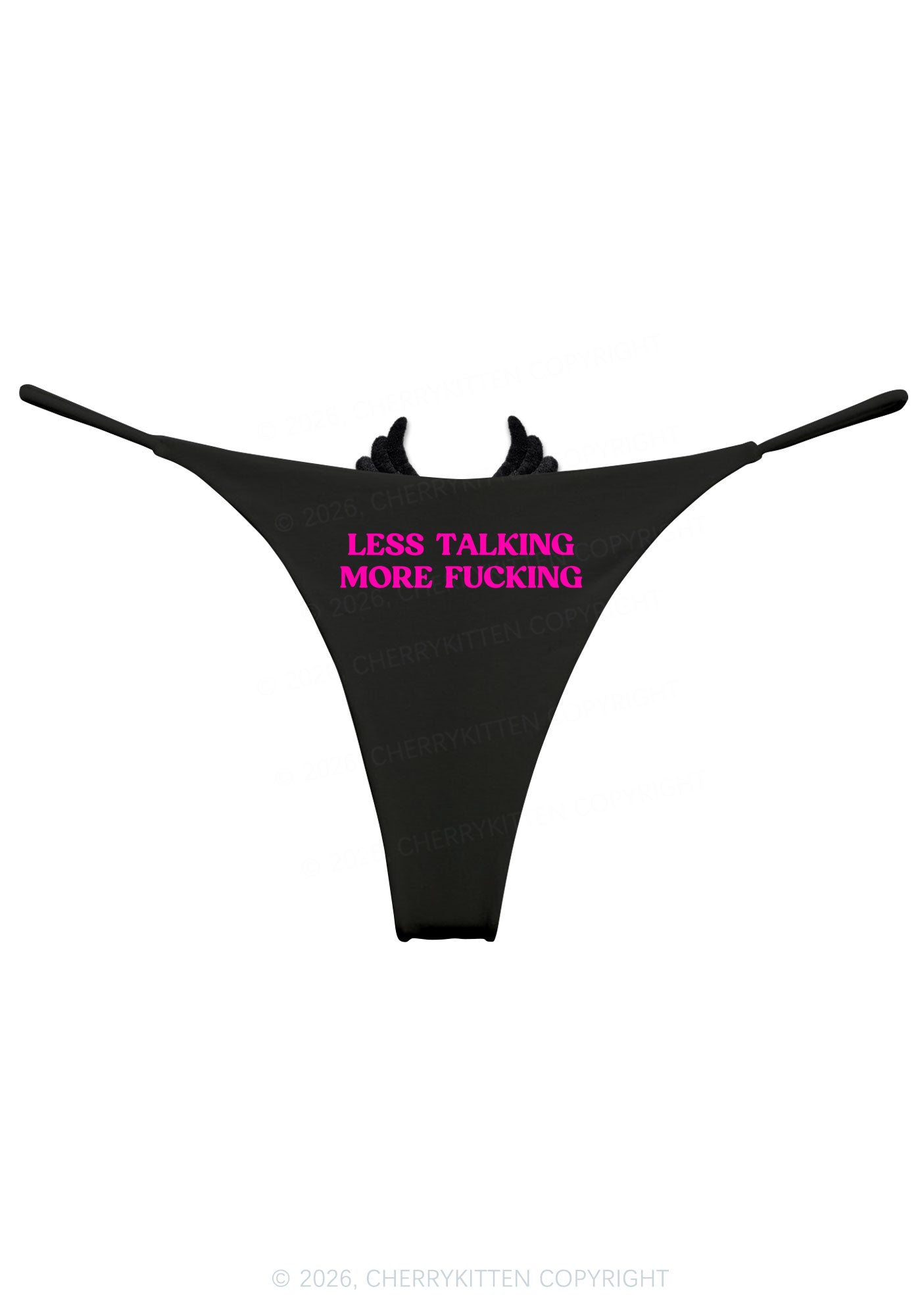 Less Talking More Fxxking Y2K Bikini String Thong With Black Wings Cherrykitten