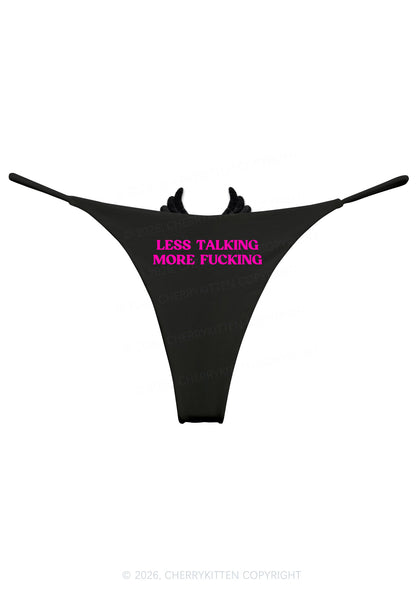 Less Talking More Fxxking Y2K Bikini String Thong With Black Wings Cherrykitten