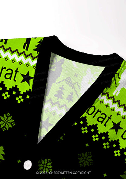 Christmas Is Brat Y2K Christmas Cardigan Knit Sweatshirt Cherrykitten