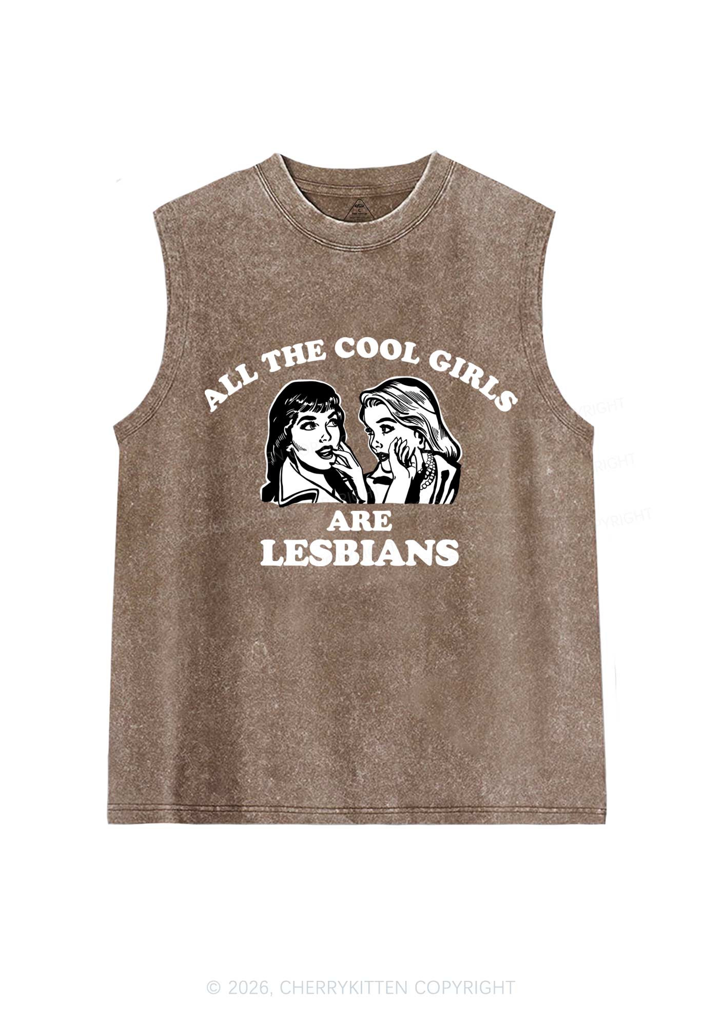Cool Girls Lesbians Pride Y2K Washed Muscle Tank Cherrykitten