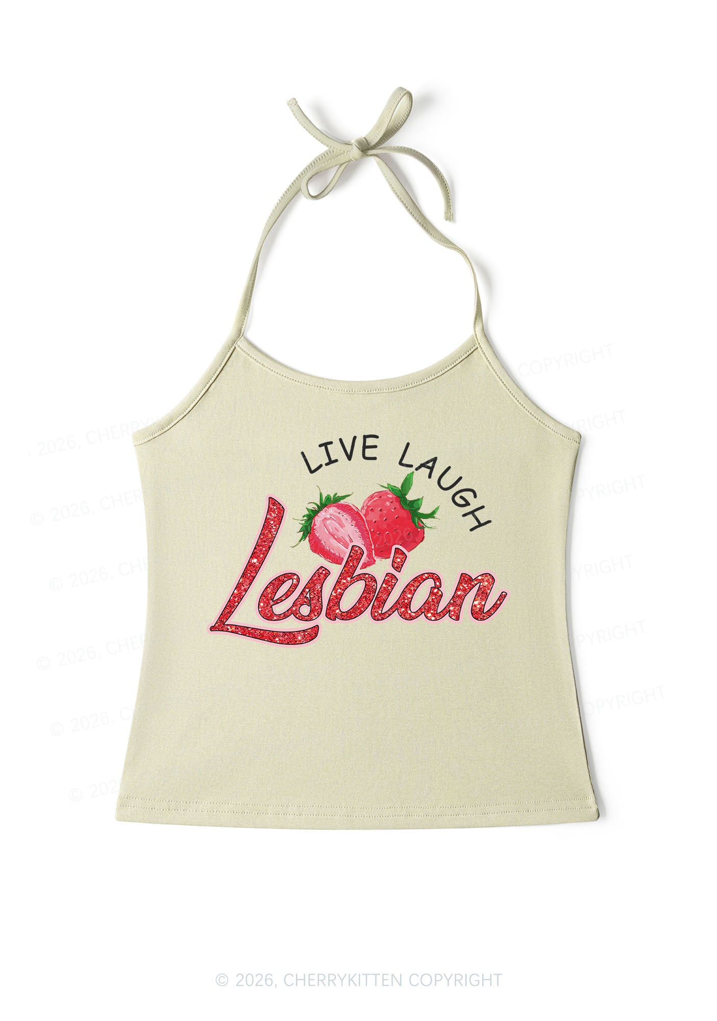 Live Love Lesbian Pride Y2K Halter Neck Cami Cherrykitten