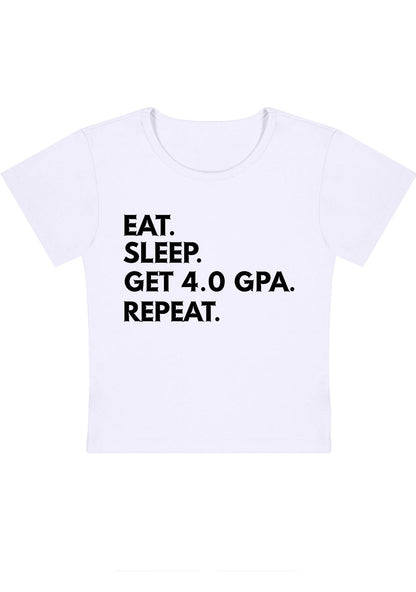 Curvy Eat Sleep Get 4.0 GPA Repeat Baby Tee