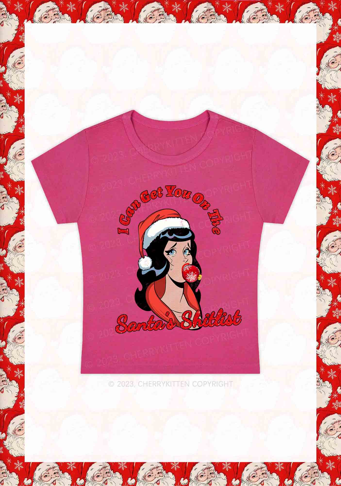 I Can Get You On The Santa's List Christmas Y2K Baby Tee Cherrykitten