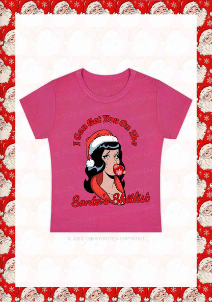 I Can Get You On The Santa's List Christmas Y2K Baby Tee Cherrykitten