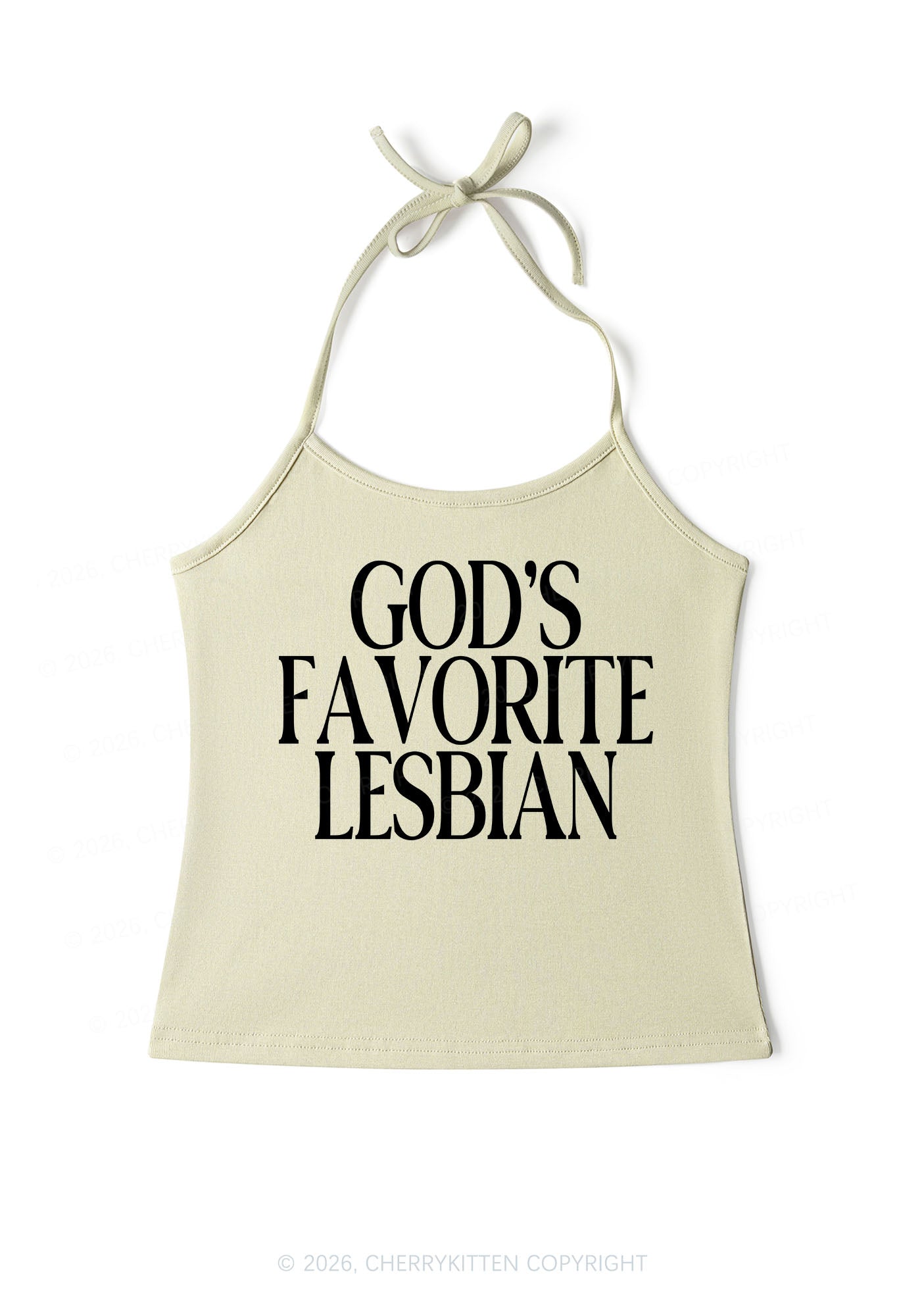 Gods Favorite Lesbian Pride Y2K Halter Neck Cami Cherrykitten
