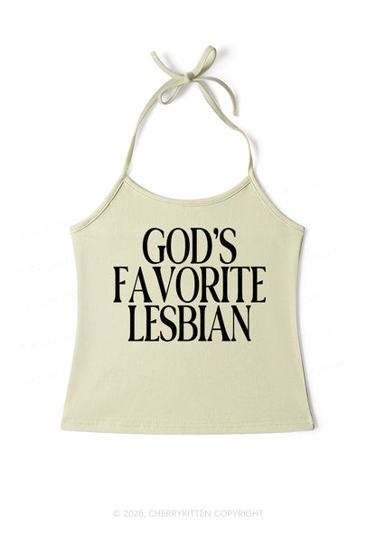 Gods Favorite Lesbian Pride Y2K Halter Neck Cami Cherrykitten