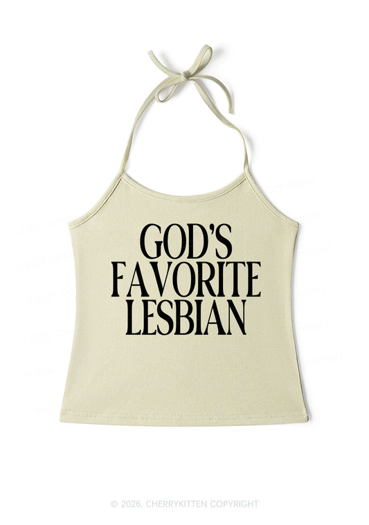 Gods Favorite Lesbian Pride Y2K Halter Neck Cami Cherrykitten