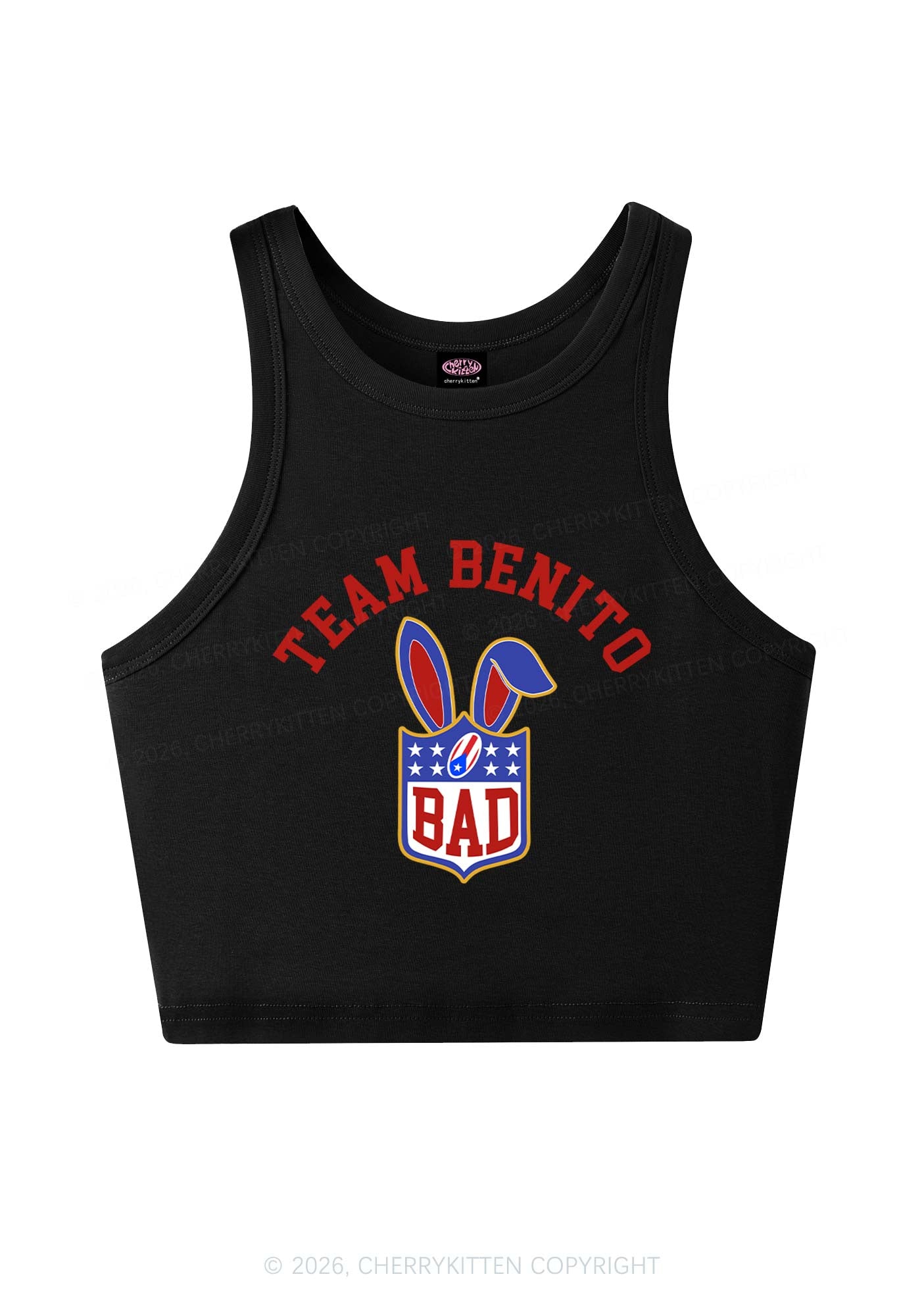 Pink Football Bunny Y2K Crop Tank Top Cherrykitten