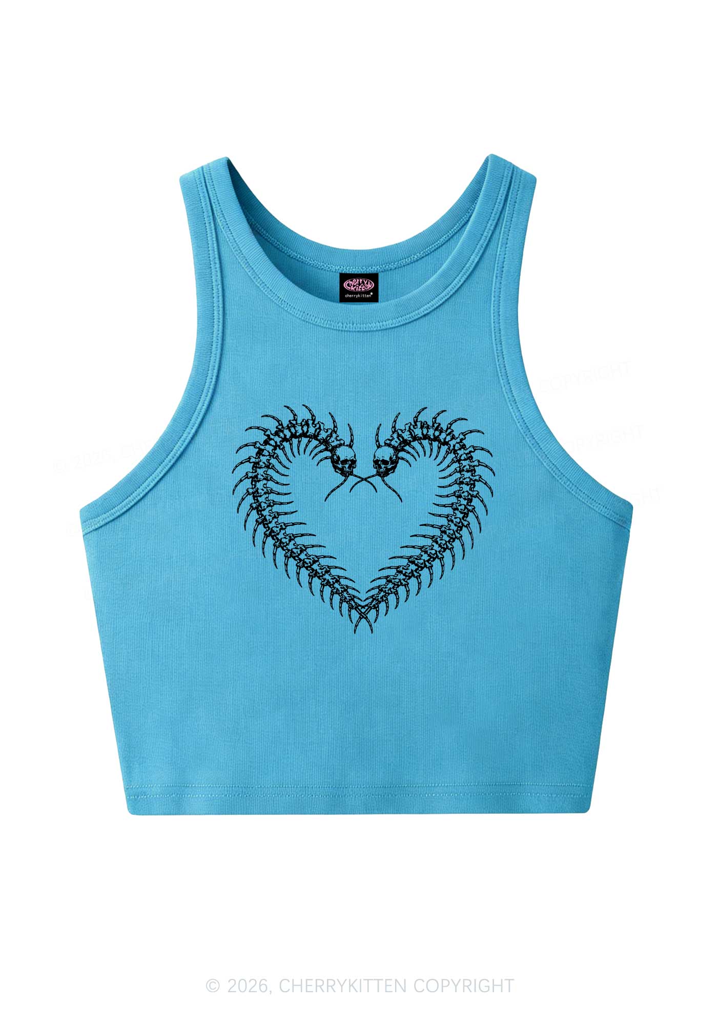 Halloween Centipede Heart Shape Y2K Crop Tank Top Cherrykitten