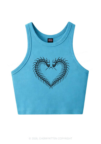 Halloween Centipede Heart Shape Y2K Crop Tank Top Cherrykitten