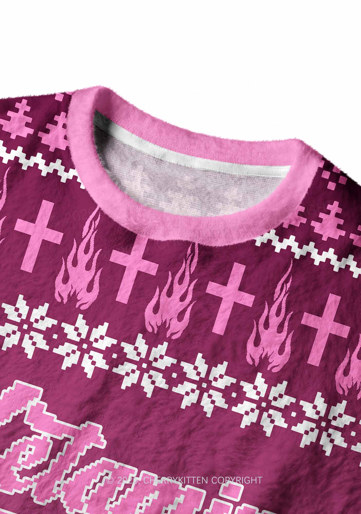 Pink K Pony Y2K Christmas Knit Sweatshirt Cherrykitten