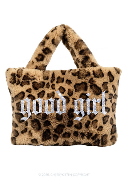 Glitter Good Girl Y2K Plush Leopard Handbag Cherrykitten
