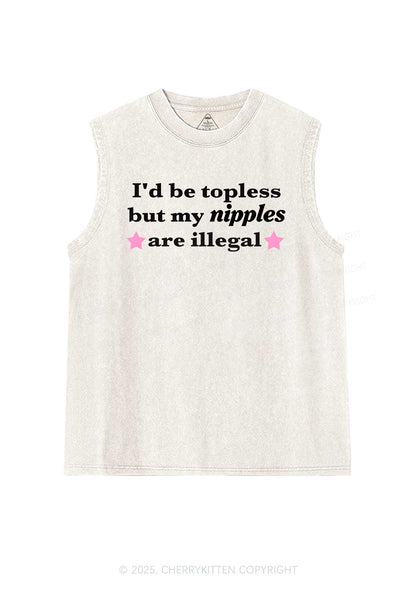 Nixxles Are Illegal Y2K Washed Muscle Tank Cherrykitten