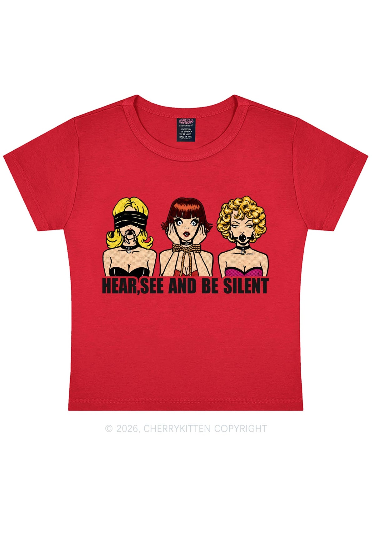 Hear See Be Silent Y2K Baby Tee Cherrykitten