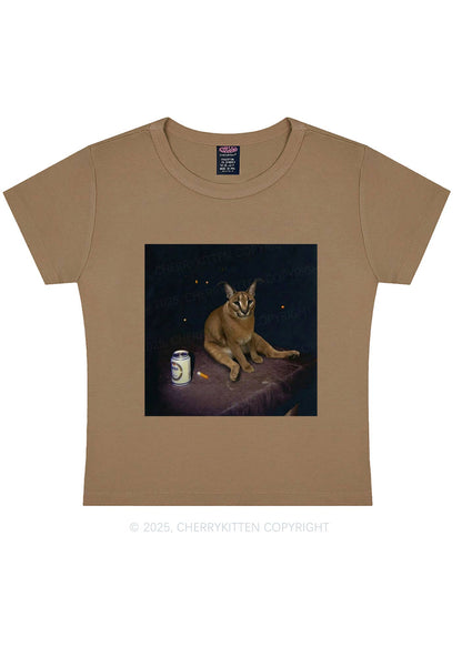 Drinking Floppa Y2K Baby Tee Cherrykitten