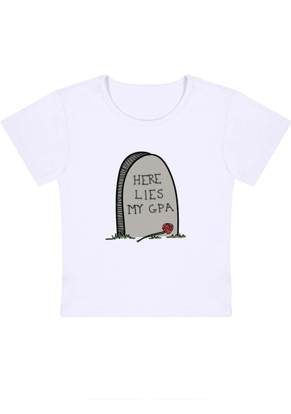 Curvy Here Lies My GPA Baby Tee