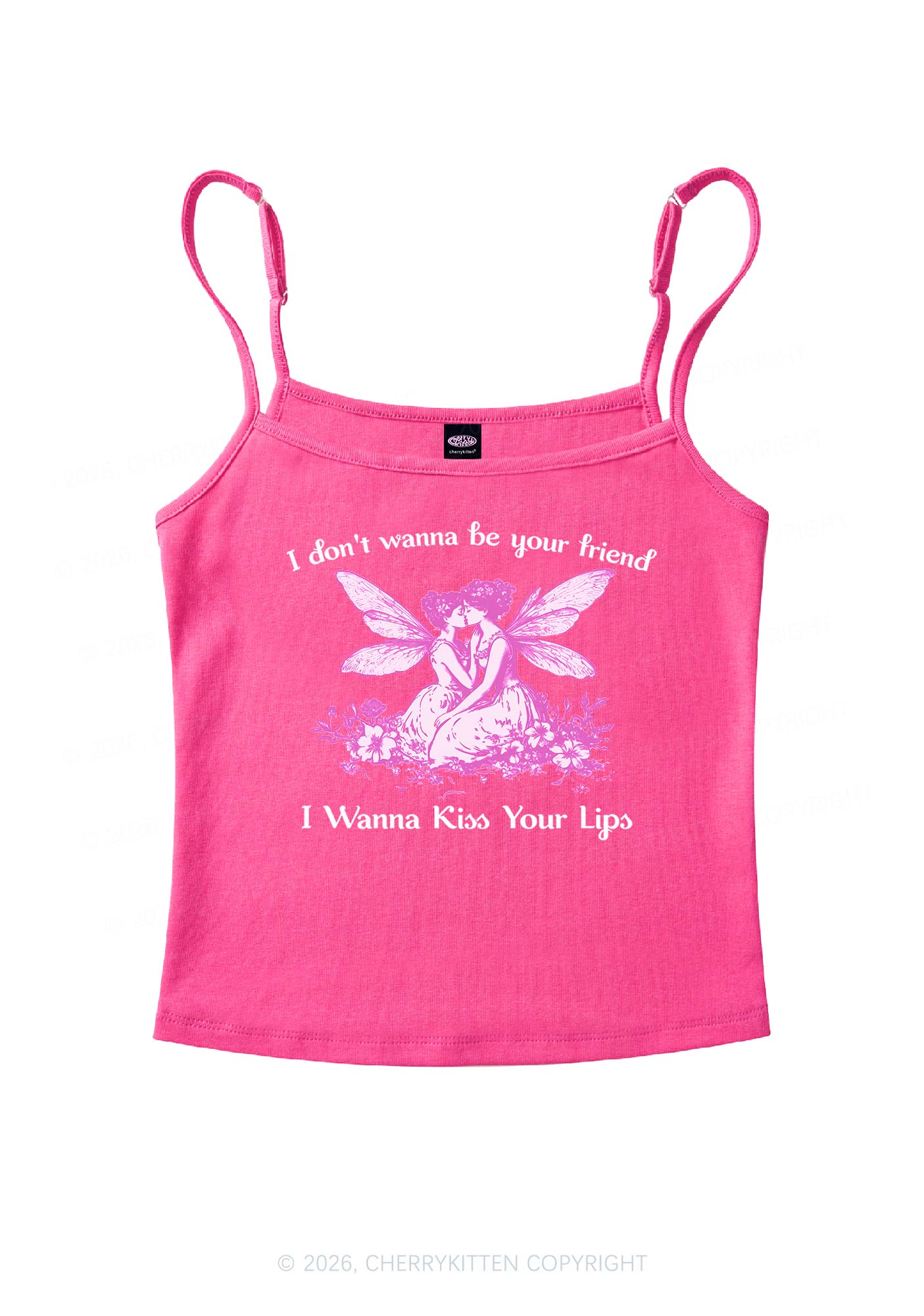 I Wanna Kiss Your Lips Pride Y2K Spaghetti Strap Cami Cherrykitten