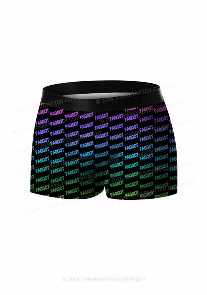 Neon Rainbow Faggot Pride Y2K Print Men Boxer Briefs Cherrykitten