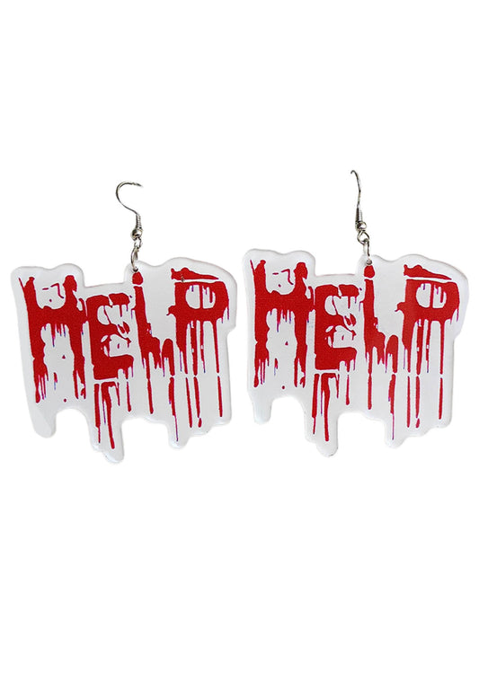 Scary Blood Help Halloween Earrings