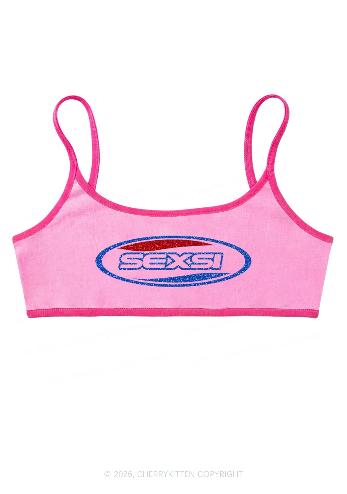 Glitter Sexsi Slogan Y2K Super Crop Cami Cherrykitten
