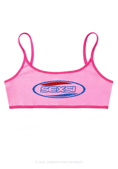 Glitter Sexsi Slogan Y2K Super Crop Cami Cherrykitten