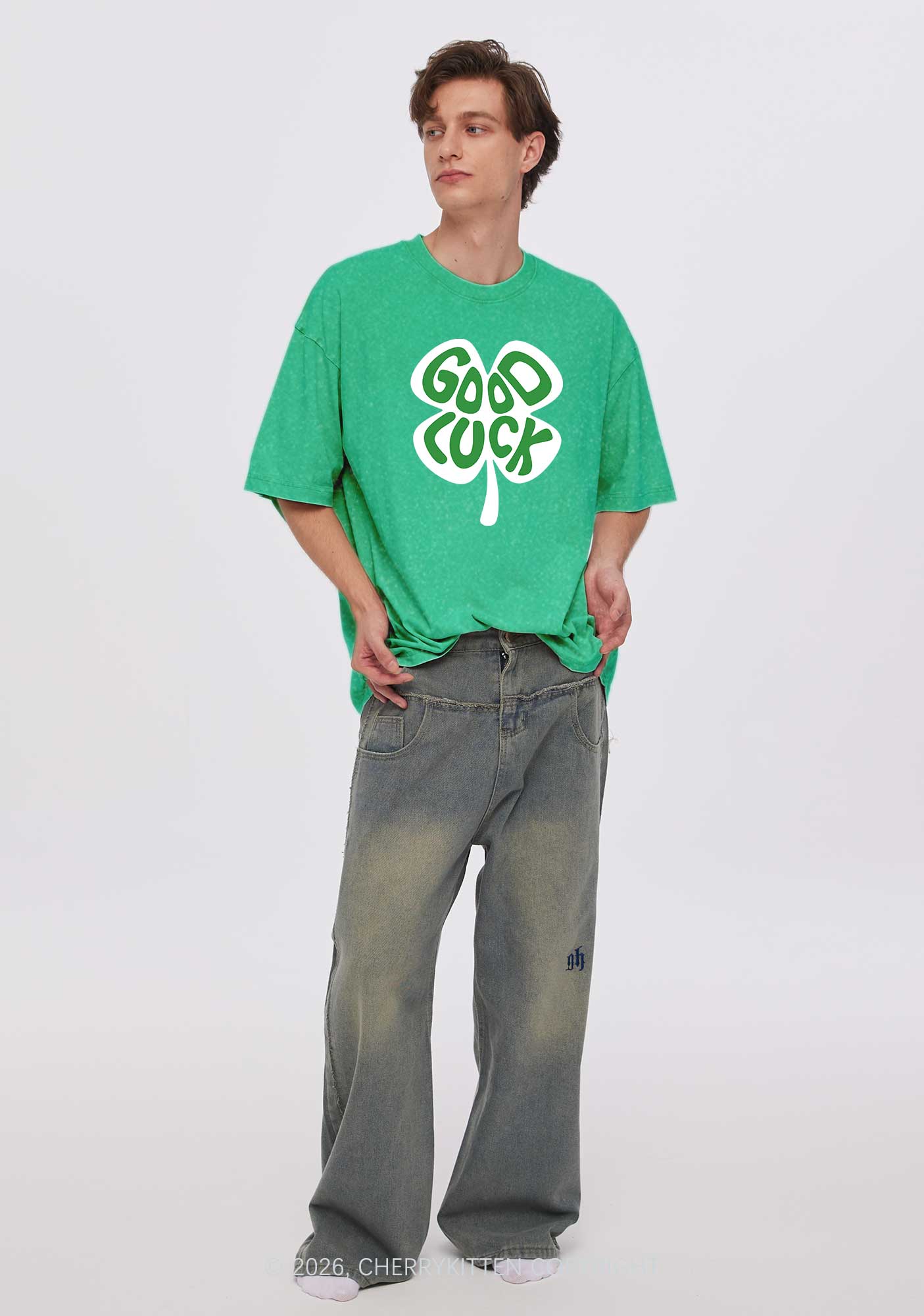 Good Luck St Patricks Y2K Washed Tee Cherrykitten