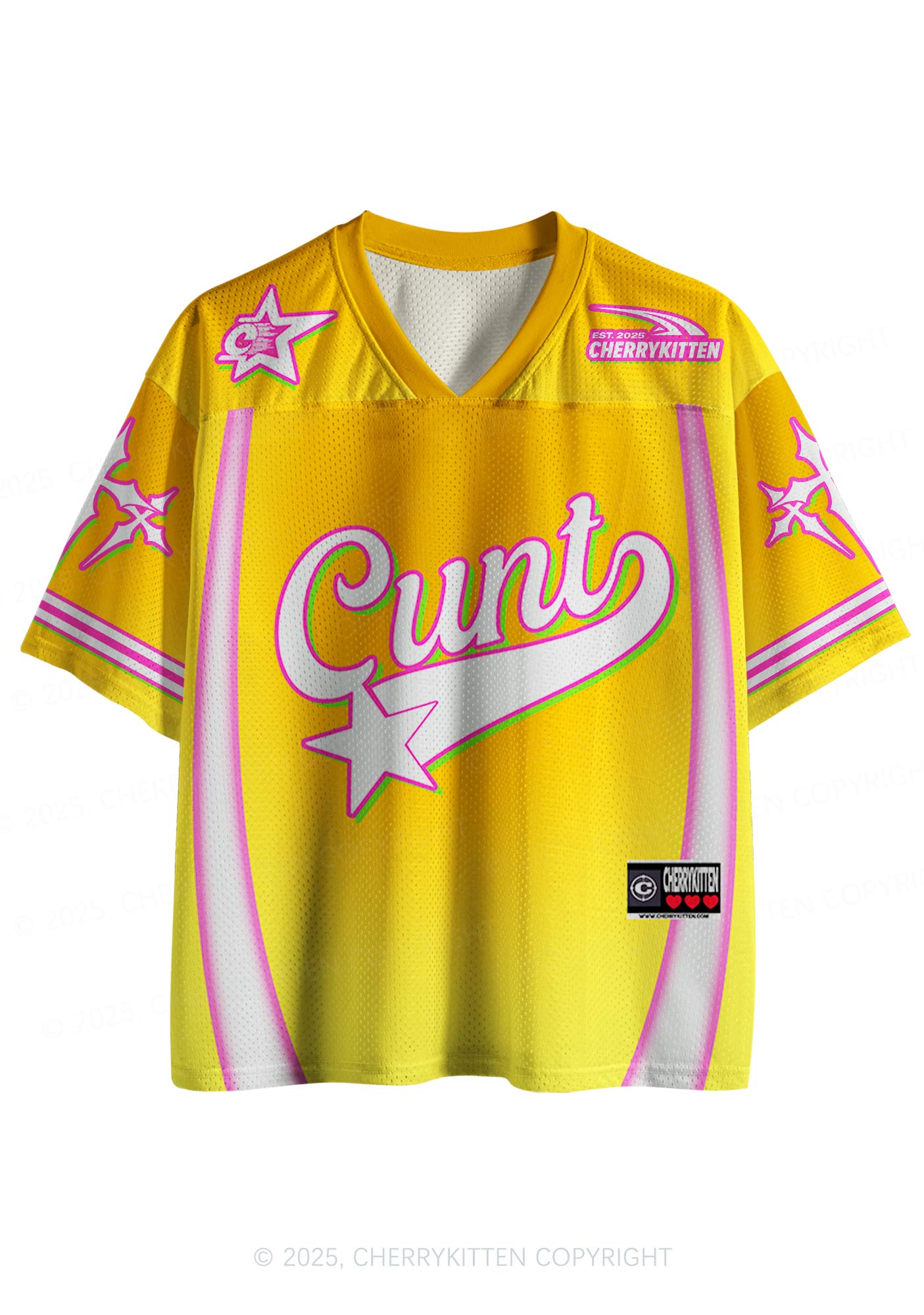 Custom Sunny Yellow Cxxt Star Y2K Sport Jersey Shirts Cherrykitten