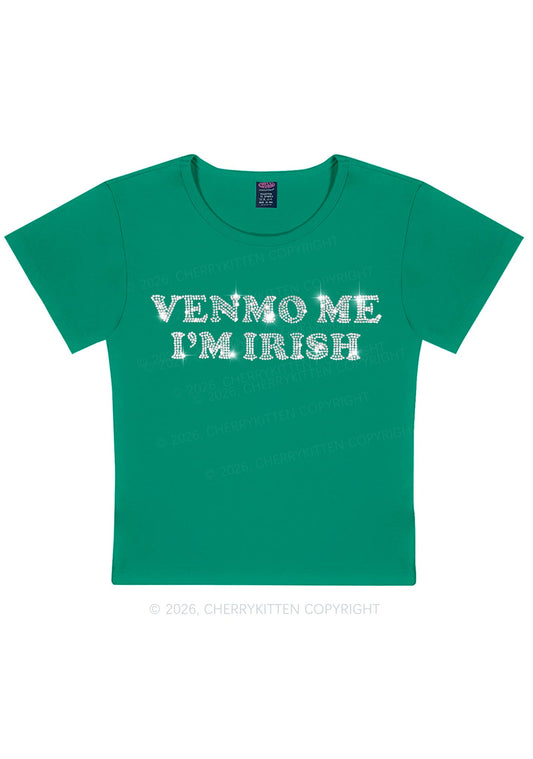 Rhinestone Venmo Me Im Irish St Patricks Y2K Baby Tee Cherrykitten
