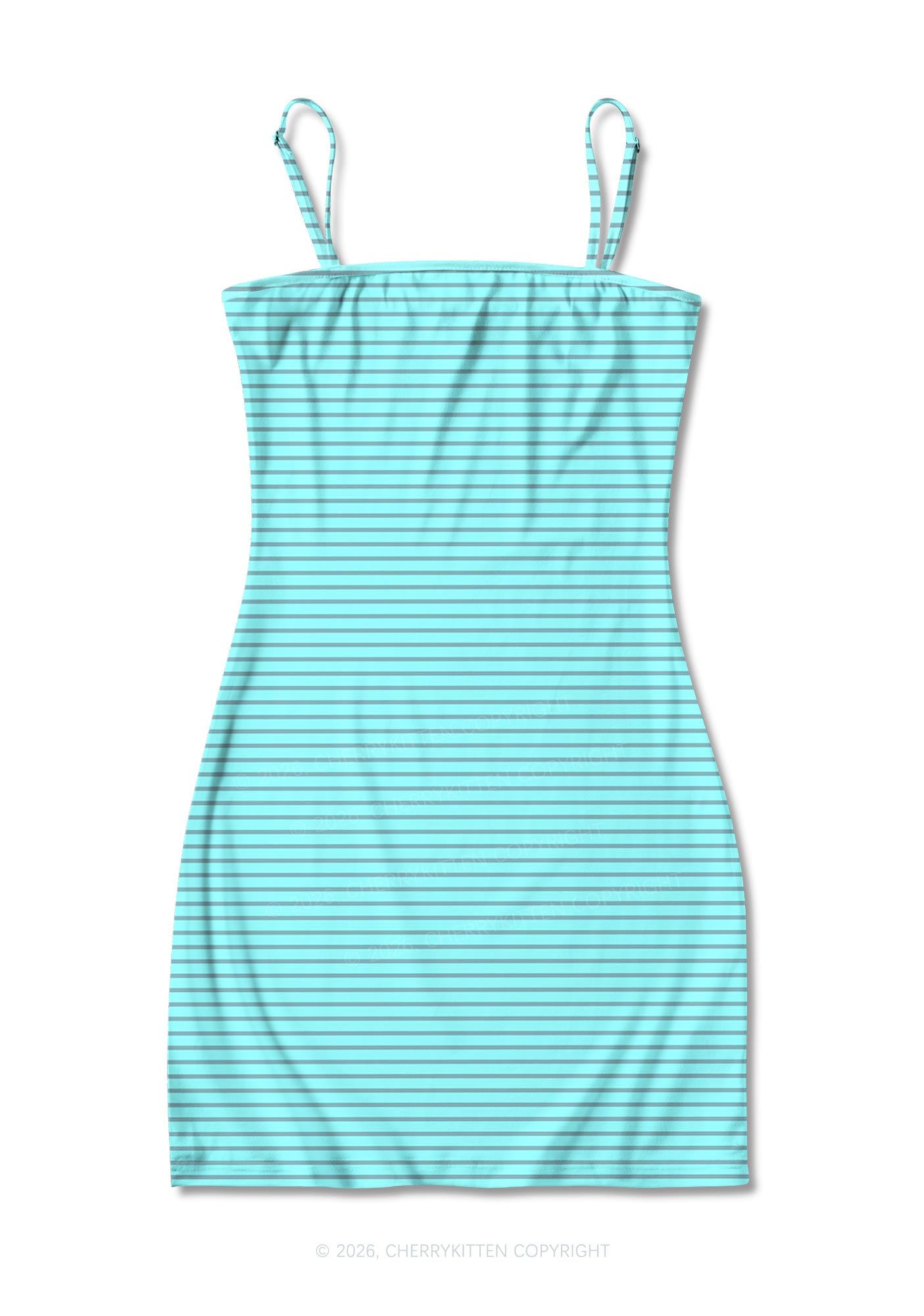 Grey Stripes On Green Y2K Print Slip Dress Cherrykitten