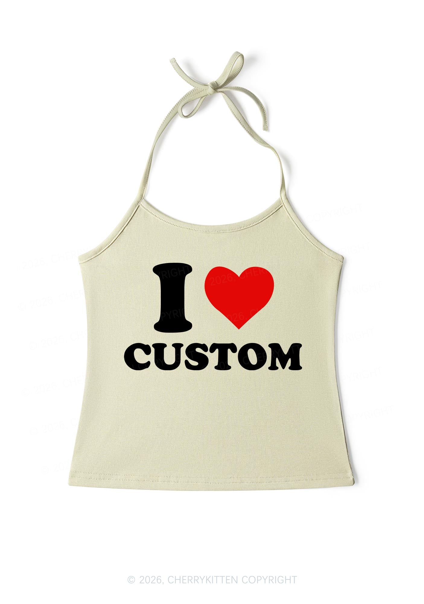 I Love Custom Valentine's Day Y2K Halter Neck Cami Cherrykitten