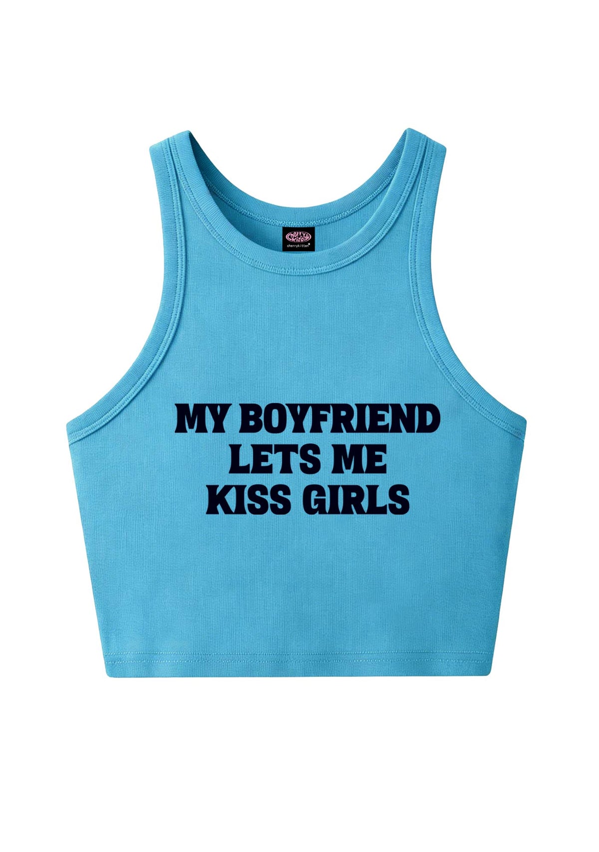 BF Lets Me Kiss Girls Y2K Crop Tank Top Cherrykitten