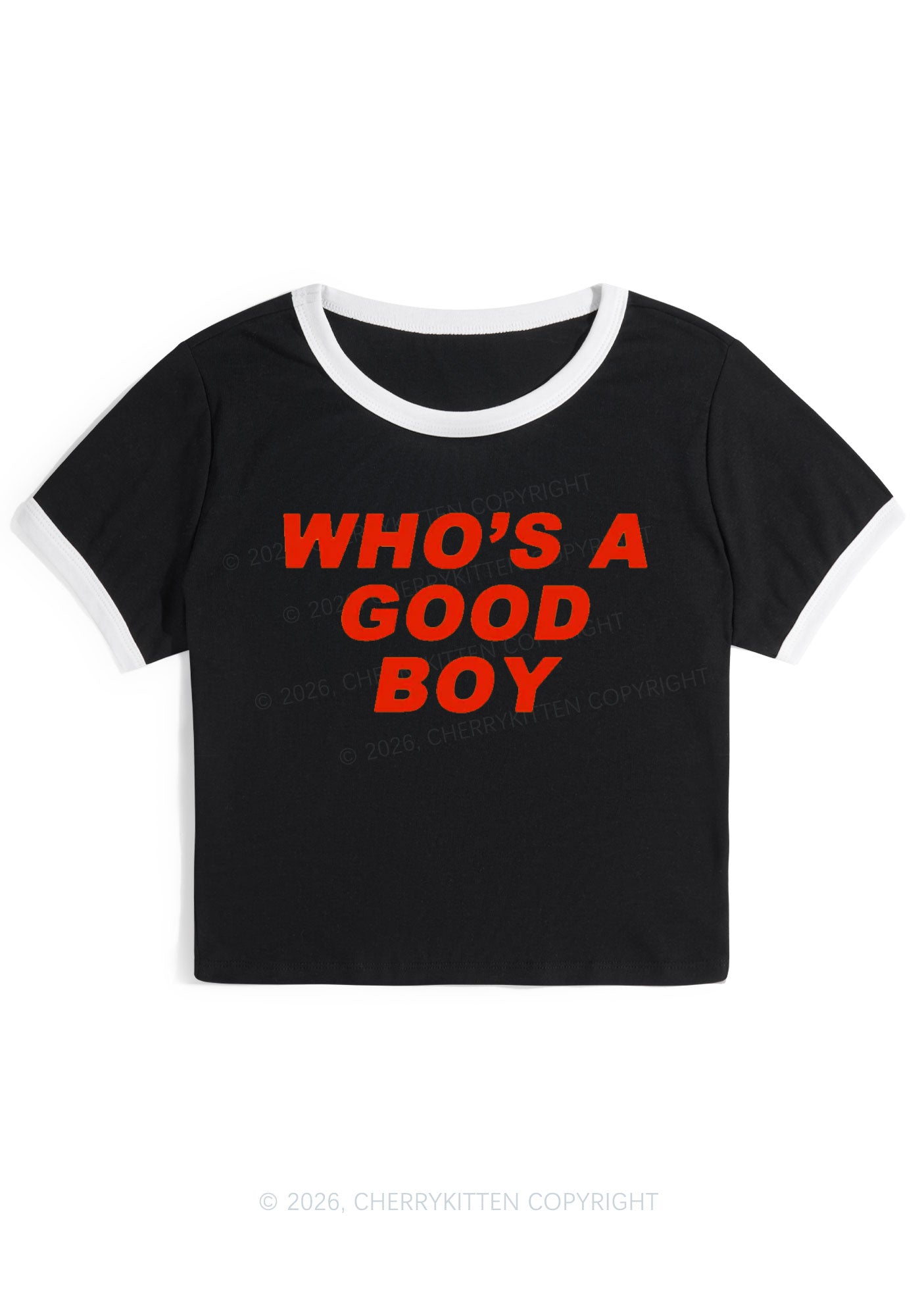 Whos A Good Boy Y2K Ringer Tee Cherrykitten