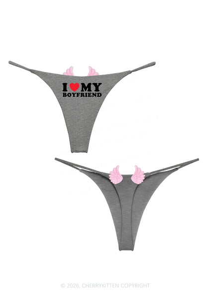 I Love My Boyfriend Y2K Goth Angel Wings Bikini String Thong Cherrykitten