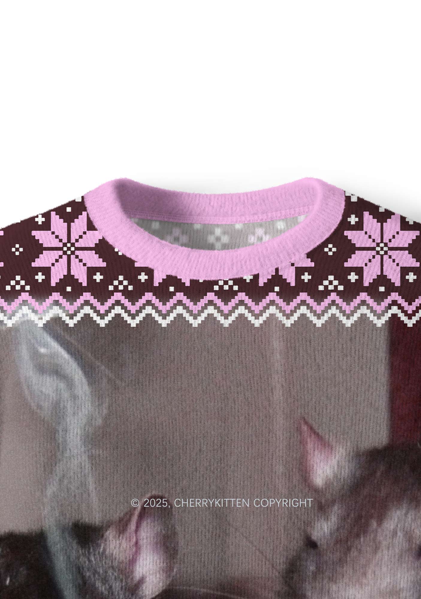 Brown Smoking Rats Y2K Christmas Knit Sweatshirt Cherrykitten