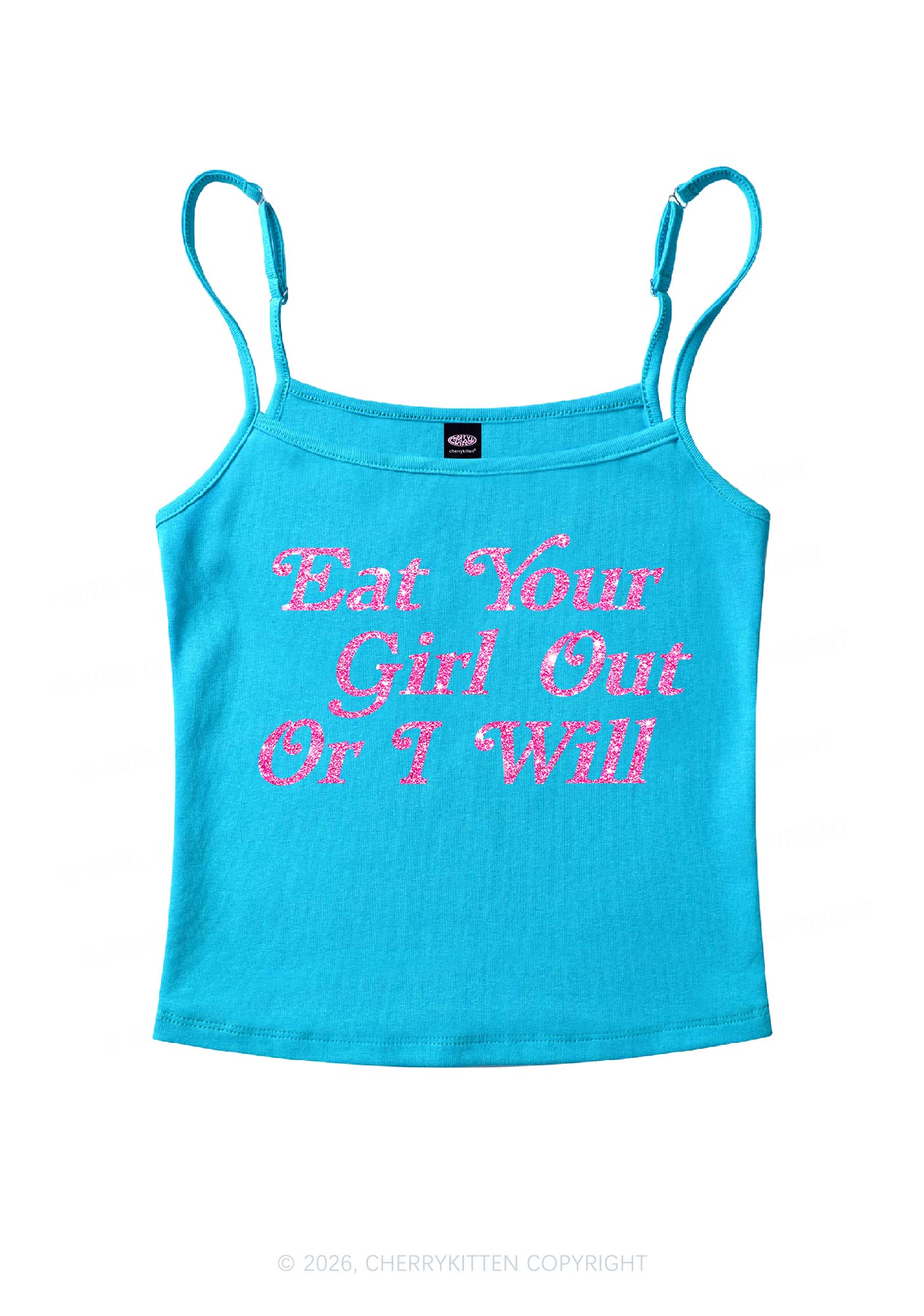 Glitter Eat Your Girl Out Pride Y2K Spaghetti Strap Cami Cherrykitten