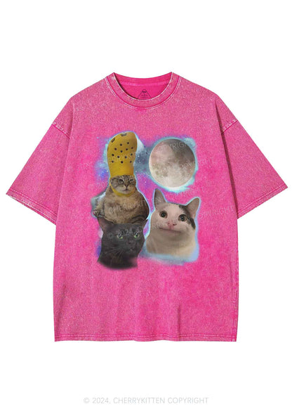 Three Cats Moon Y2K Washed Tee Cherrykitten