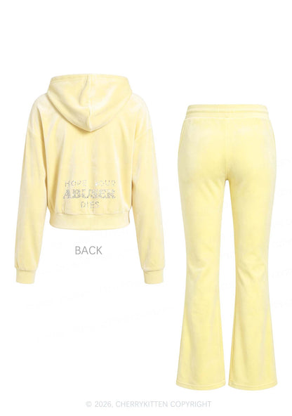 Rhinestone Abuser Dies Y2K Velvet Tracksuit Set Cherrykitten