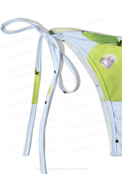 Chic Green Apple Y2K Print Bikini Set Cherrykitten