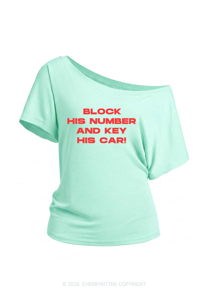 Block His Number Y2K Off Shoulder Tee Cherrykitten