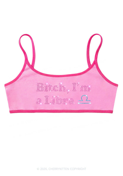 Rhinestone Bxxch Im A Libra Y2K Super Crop Cami Cherrykitten