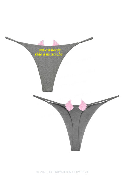 Ride A Mustache Y2K Goth Angel Wings Bikini String Thong Cherrykitten