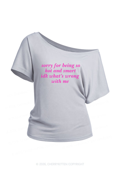 Sorry For Being So Smart Y2K Off Shoulder Tee Cherrykitten