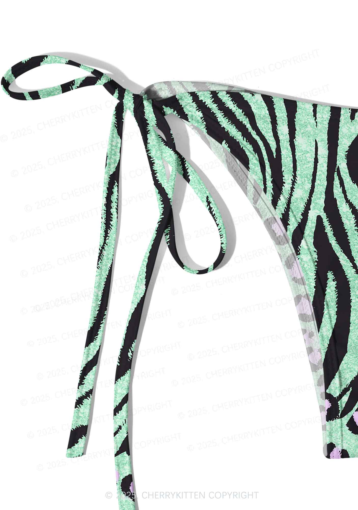 Green Zebra Pink Leopard Y2K Print Bikini Set Cherrykitten