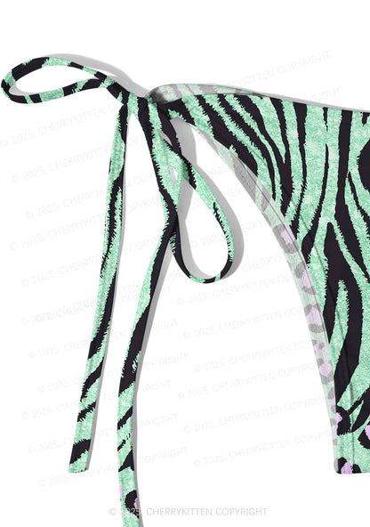 Green Zebra Pink Leopard Y2K Print Bikini Set Cherrykitten