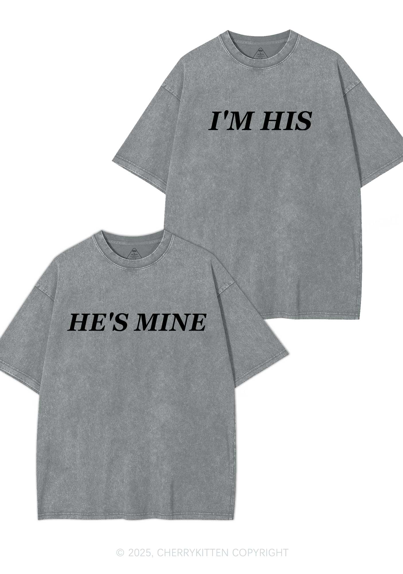 Hes Mine Im His Y2K Valentine's Day Washed Tee Cherrykitten