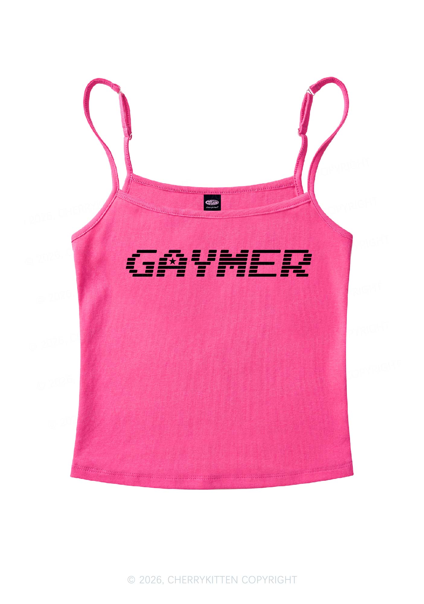 Gaymer Pride Y2K Spaghetti Strap Cami Cherrykitten