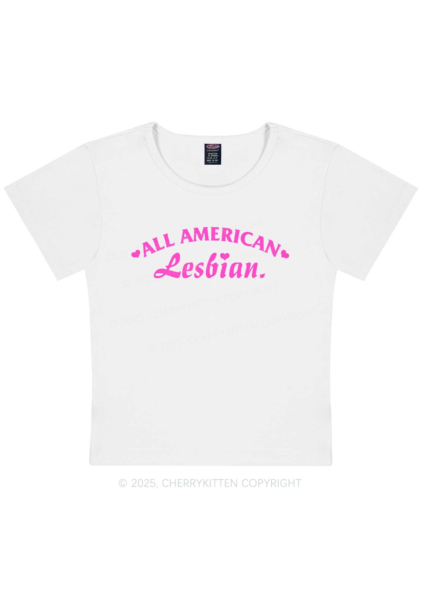 All American Lesbian Y2K Baby Tee Cherrykitten