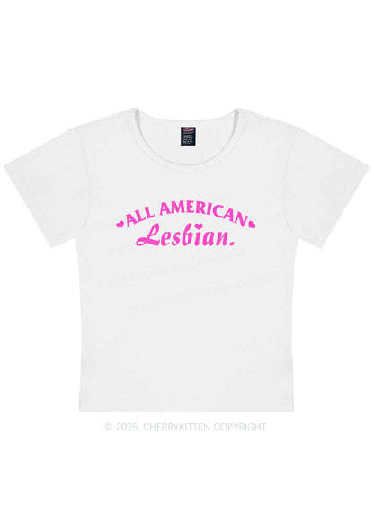 All American Lesbian Y2K Baby Tee Cherrykitten