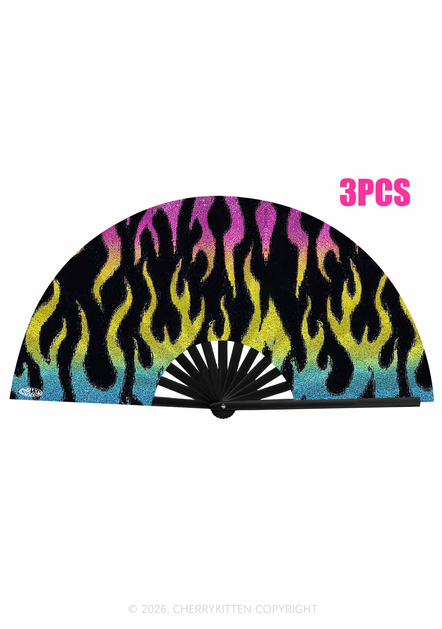 Pansexuality Flame Pride Y2K Rave Hand Fan Cherrykitten