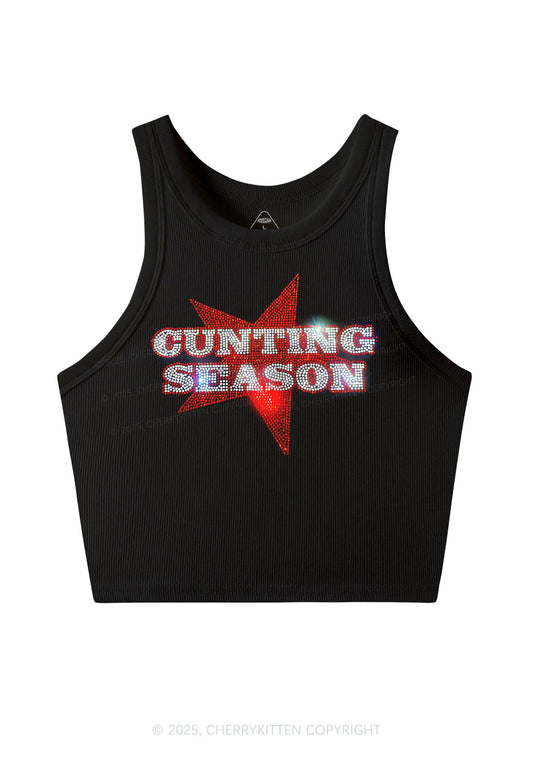 Rhinestone Cunting Season Y2K Crop Tank Top Cherrykitten